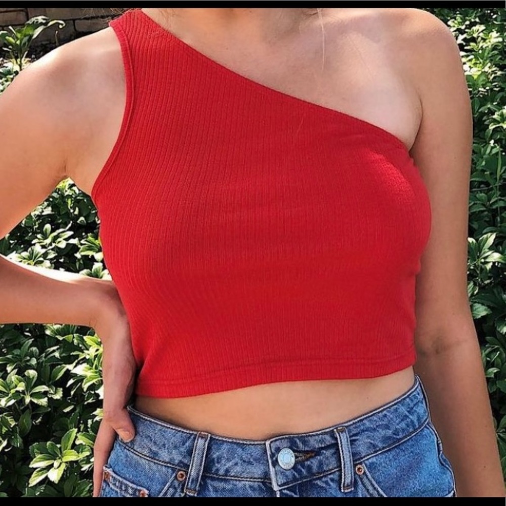 Red One Shoulder TopShop Crop Top